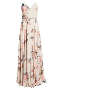 Blush and floral bridesmaid dress